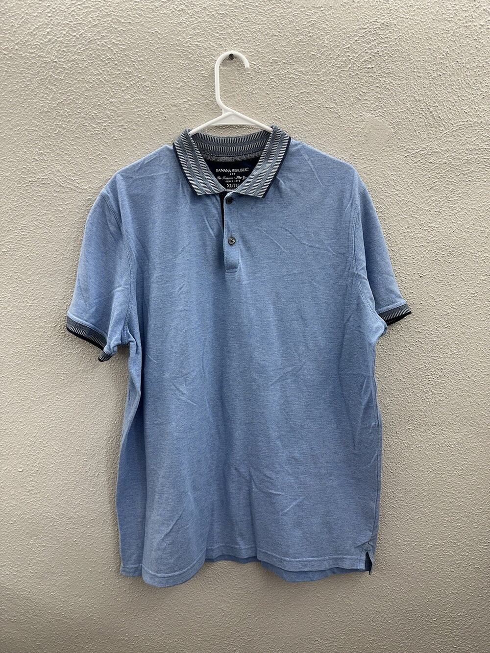 Banana Republic Mens Polo Shirt Size XL Short Sleeve Blue Collared